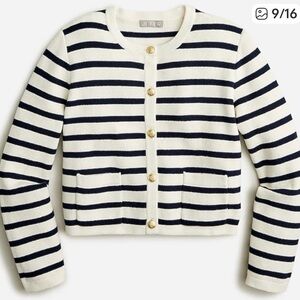 NWT J. Crew Emilie Navy and White Striped Cardigan